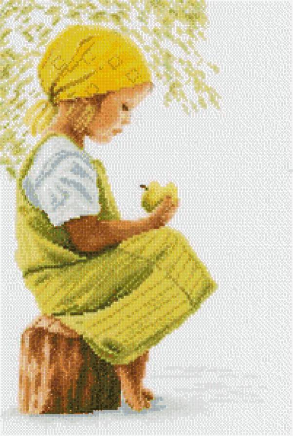 девочка с яблоком - детское - предпросмотр
