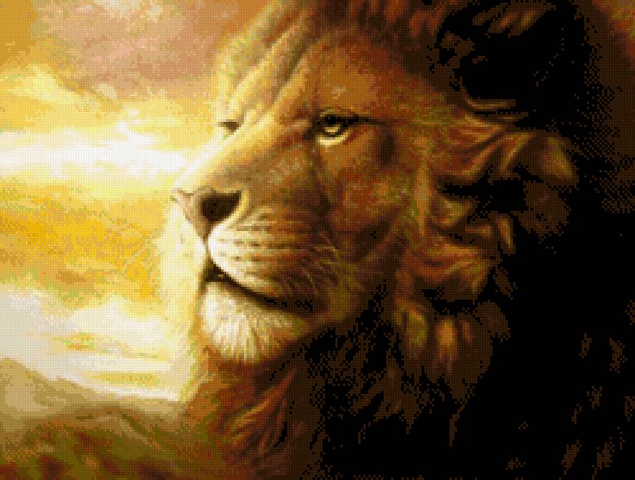 царь думает - лев, живопись, животные - предпросмотр