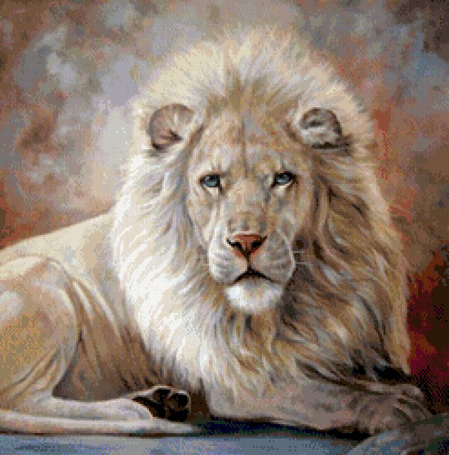 белый лев - лев, живопись, животные - предпросмотр