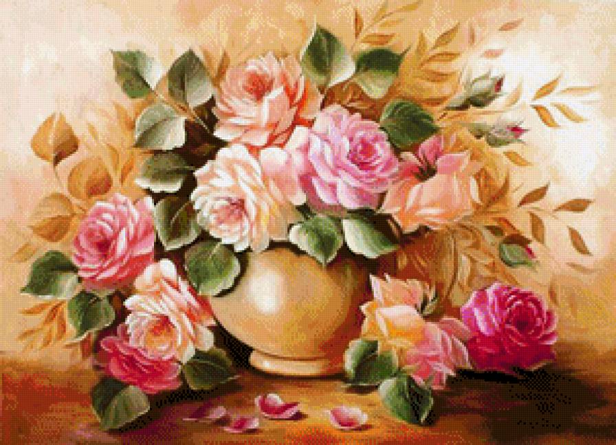 Букет роз - розы, цветы, ваза, цветок, роза - предпросмотр