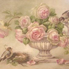 Оригинал схемы вышивки «розы с гнездом» (№661865)