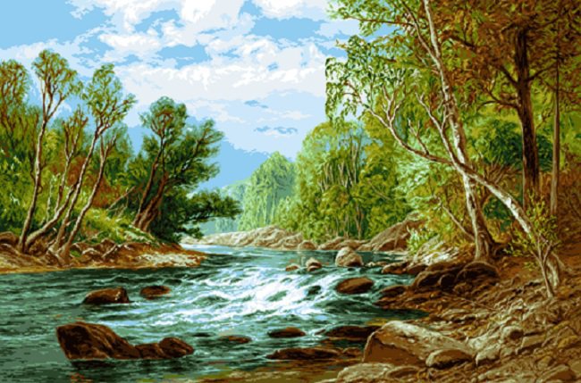 пейзаж - природа, вода, пейзаж, деревья - оригинал