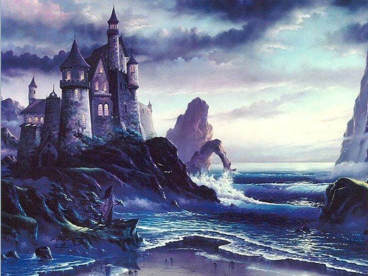 Замок на скалах - скалы, замок, море - оригинал