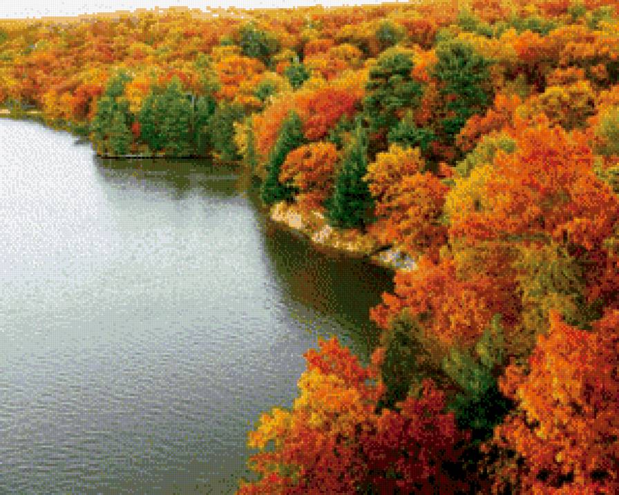 Золотая осень - осень, деревья, река - предпросмотр