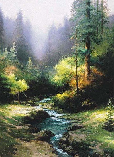 Речка в лесу - природа лес речка пейзаж - оригинал