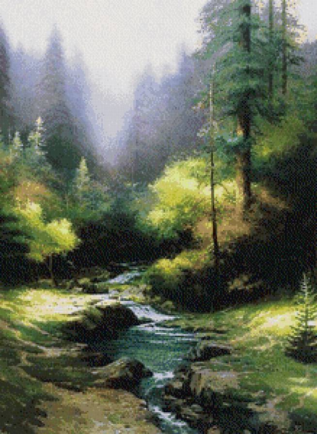 Речка в лесу - природа лес речка пейзаж - предпросмотр