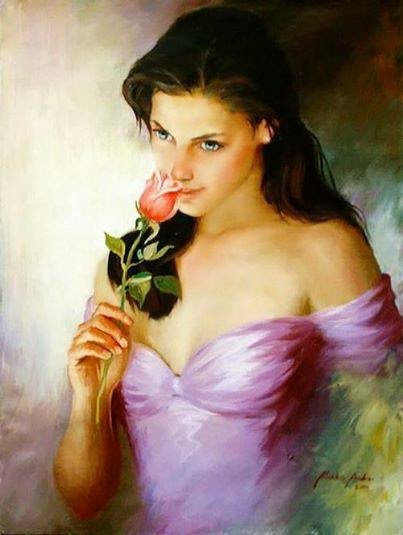 Девушка с розой - роза, портрет, девушка - оригинал