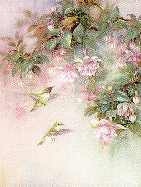 птицы и гибискус - цветы, гибискус, нежность, птицы - оригинал
