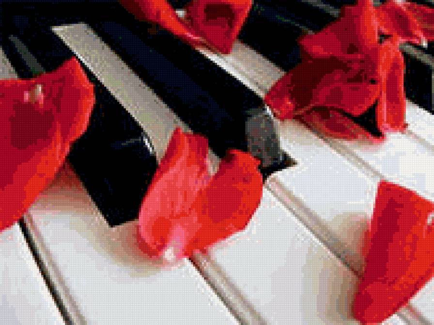 музыка - лепестки роз, фортепиано - предпросмотр
