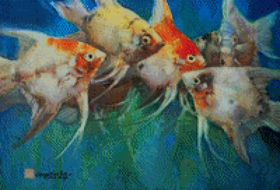 рыбки акварель - предпросмотр