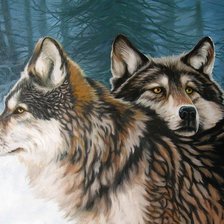 Оригинал схемы вышивки «пара волков» (№666682)