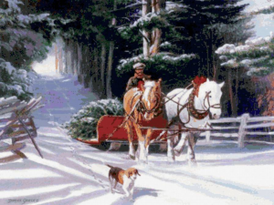 встреча нового года - новый год, животные, рождество, зима, снег, пейзаж - предпросмотр