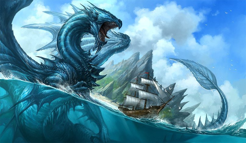 Дракон - дракон, корабль, море - оригинал