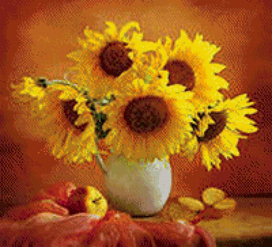 подсолнухи - ваза, цветы, подсолнухи - предпросмотр