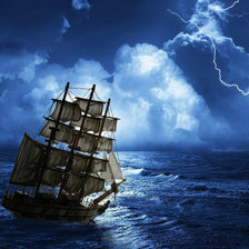 Оригинал схемы вышивки «Корабль в шторме» (№667826)