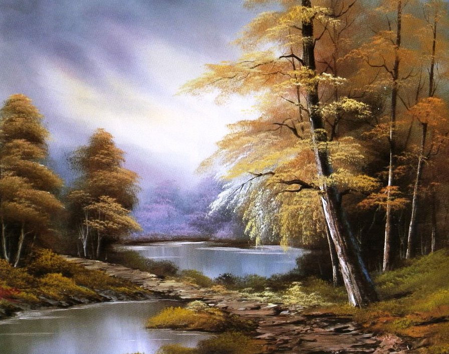 лесное озеро - осень, озеро, природа, пейзаж, лес - оригинал
