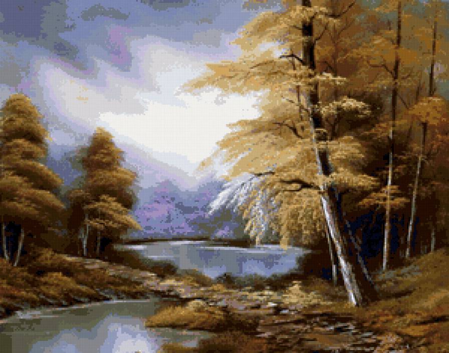 лесное озеро - лес, пейзаж, природа, осень, озеро - предпросмотр