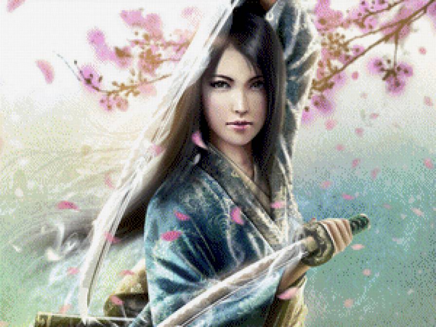 японка  с мечом - японка, кимоно - предпросмотр