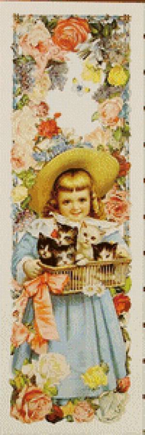Девочка с котятами - ребенок, девочка, котята, картина, детство - предпросмотр