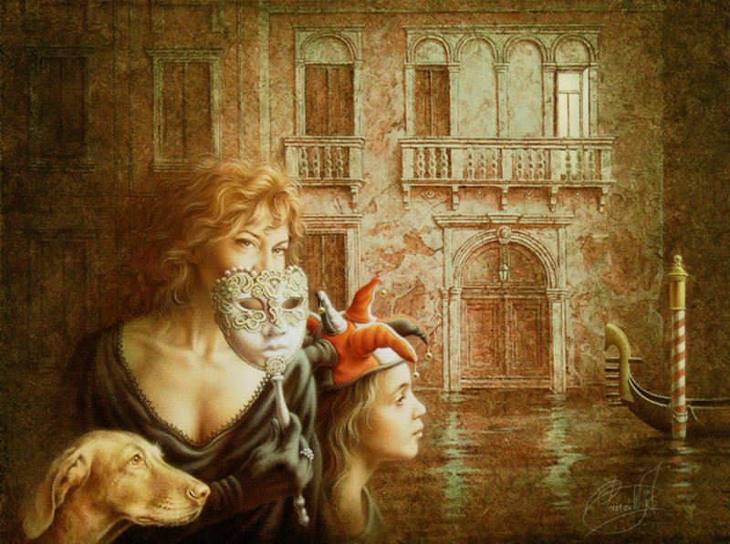 венецианский маскарад - живопись, маска - оригинал