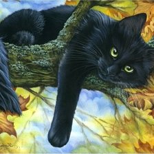 Оригинал схемы вышивки «Кот на дереве» (№671789)