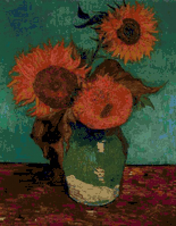 Три подсолнуха в вазе (Ван Гог) - предпросмотр