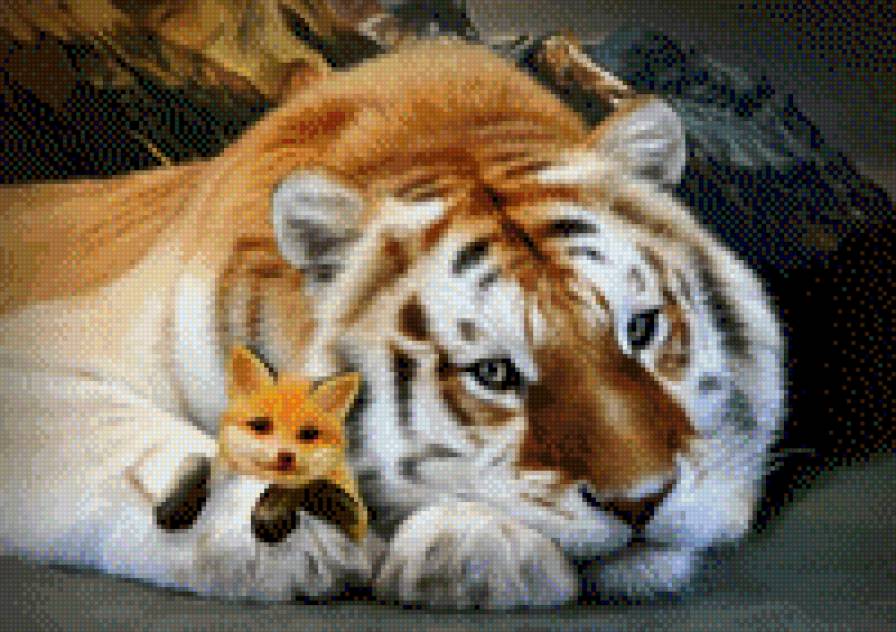 Друзья - тигр, лиса, дружба - предпросмотр