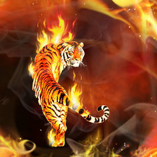 Оригинал схемы вышивки «тигр в огне» (№674289)