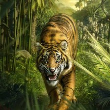 Оригинал схемы вышивки «Тигр в джунглях» (№676112)