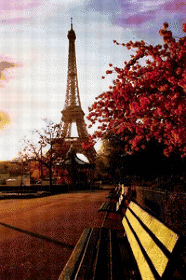 Кусочек Франции - природа, башня, эйфелева башня, франция, дерево, сквер - предпросмотр