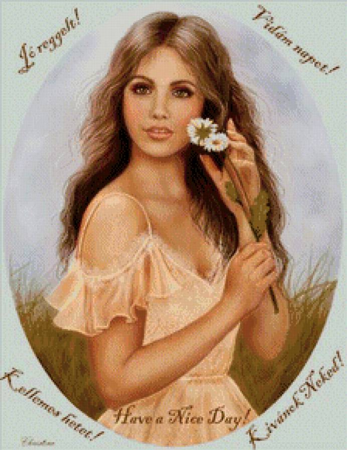 девушка - портрет, с цветком, девушка, красавица, красивая - предпросмотр