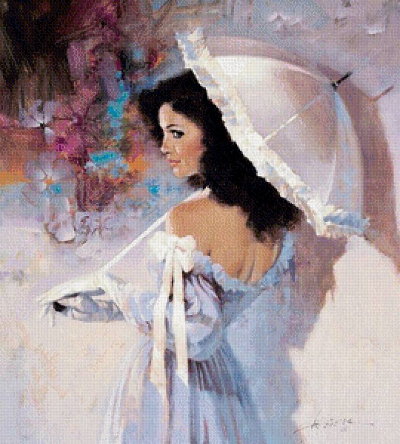 Женский образ Говарда Роджерса - зонт, образ, картина, живопись, люди, женщина, взгляд - предпросмотр