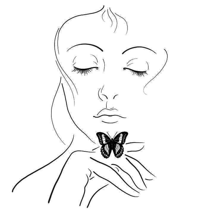 девушка с бабочкой - портрет, бабочка, девушка - оригинал