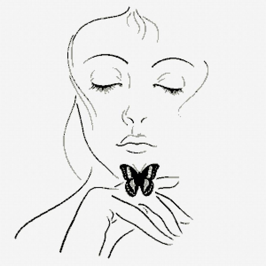 девушка с бабочкой - портрет, девушка, бабочка - предпросмотр