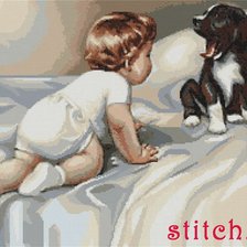 Оригинал схемы вышивки «мальчик с собакой - 1» (№680636)