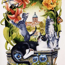 Оригинал схемы вышивки «Серия "Городские коты"» (№680976)