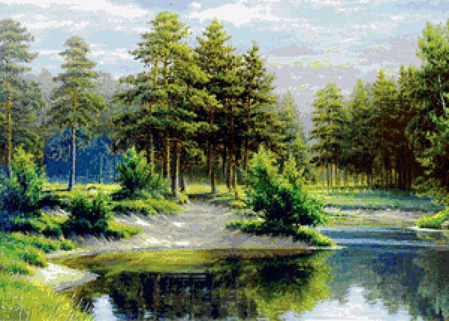 тихая речка - лес, река, пейзаж, природа - предпросмотр