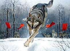 охота - лес, охота, волки, бег, зима - оригинал