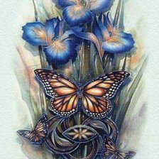 Схема вышивки «ирисы и бабочки»
