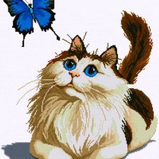 Оригинал схемы вышивки «кот с бабочкой» (№682628)