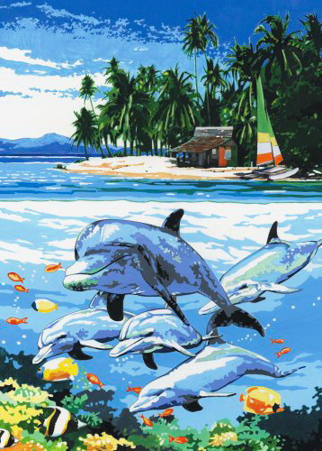 морские игры - море, дельфины, пляж, рыбы - оригинал