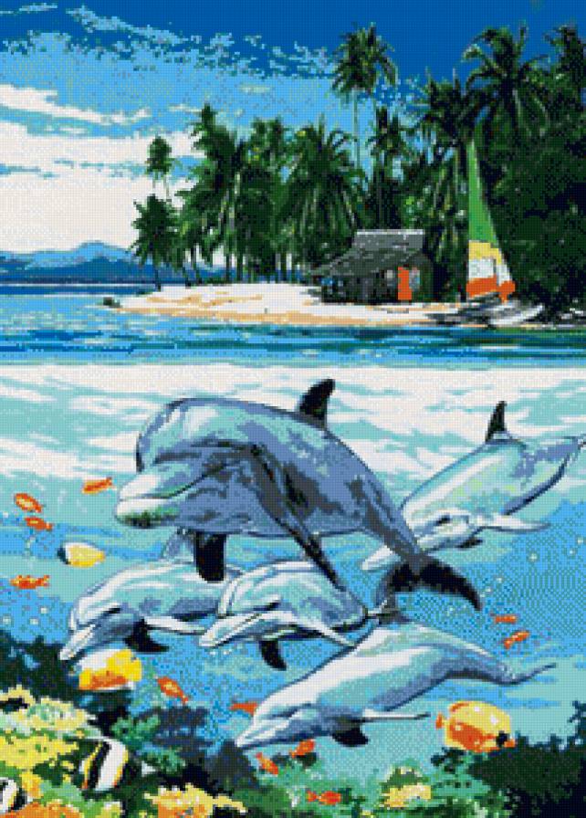 морские игры - море, пляж, дельфины, рыбы - предпросмотр