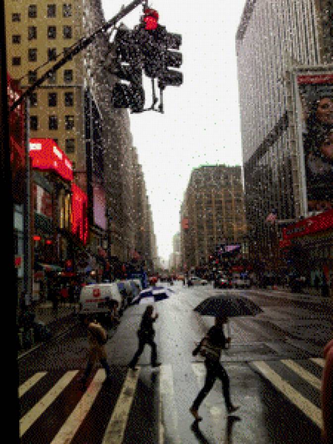 Нью Йорк - дождь, нью йорк, пейзаж, город, здании - предпросмотр