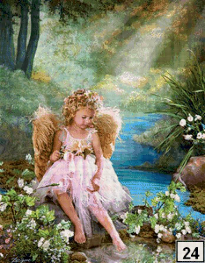 маленький ангелочек - девочка, ангел, пейзаж, природа, дети - предпросмотр