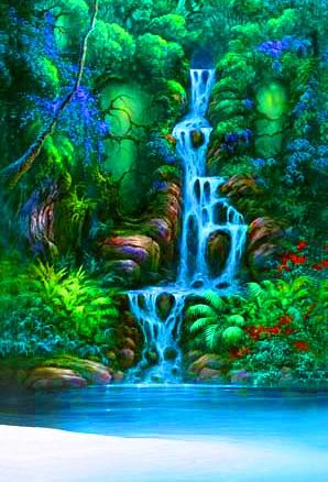 лесной водопад - река, лес, пейзаж - оригинал