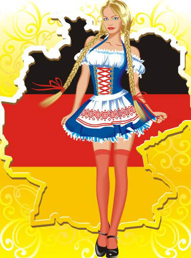 германия - девушка, девушки, портрет, германия, люди, женщина, флаг - оригинал