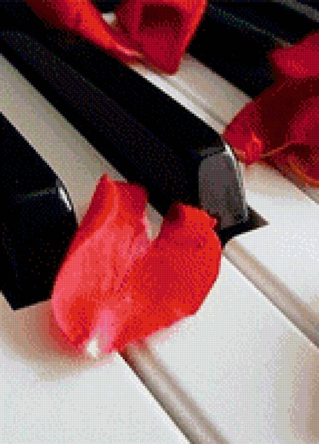 лепестки на клавишах - пианино, лепестки, цветы - предпросмотр