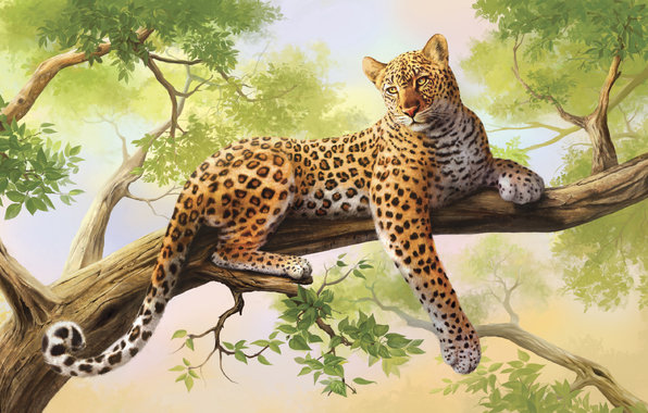 леопард на дереве - оригинал
