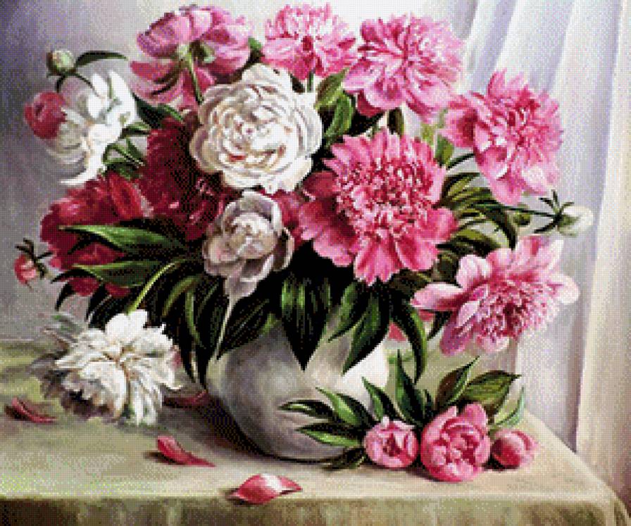 Натюрморт - цветок, пионы, цветы, пион, букет - предпросмотр