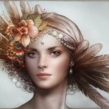 девушка в шляпе с перьями
